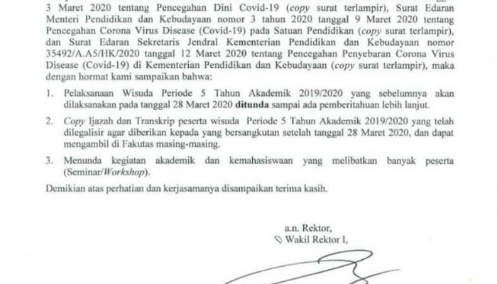 Efek Corona, Unej Tunda Wisuda 900 Mahasiswanya
