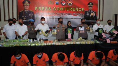 Satresnarkoba Polrestabes Surabaya Berhasil Amankan 90,7 Kilogram Sabu dan Ganja