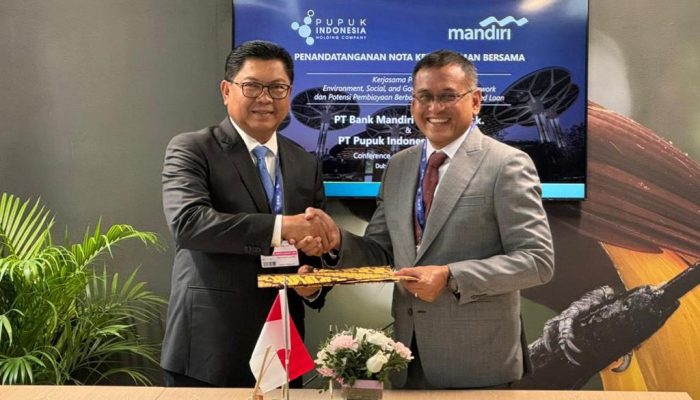 Pupuk Indonesia Tandatangani Kerja Sama Pembiayaan Hijau Bersama Bank Mandiri