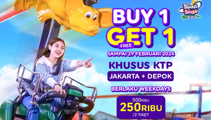 PROMO BUY 1 GET 1 Trans Studio Cibubur, KTP Depok dan Jakarta Merapat !