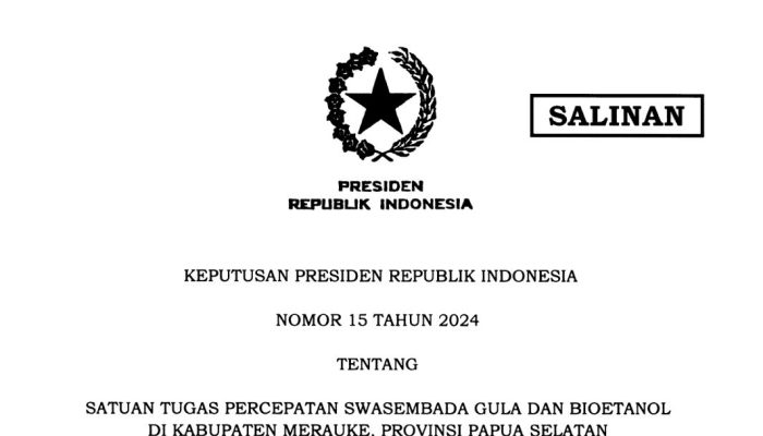 Pemerintah Bentuk Satgas Swasembada Gula dan Bioetanol di Merauke